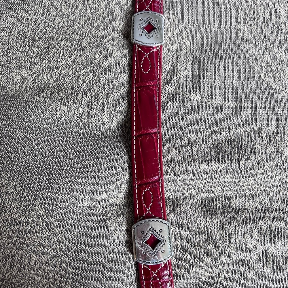 Brighton Red belt with silver accents size S/M 32 - Picture 3 of 7